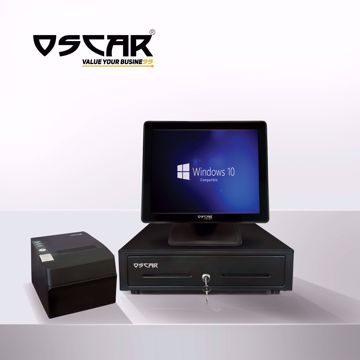 صورة OSCAR Value Your Business Point of Sale POS System Core i5 / 4GB RAM / 128 SSD | 15" Touchscreen POS Terminal + Thermal Receipt Printer 80mm + Cash Register Drawer 5Notes 8Coins (Without POS Software)